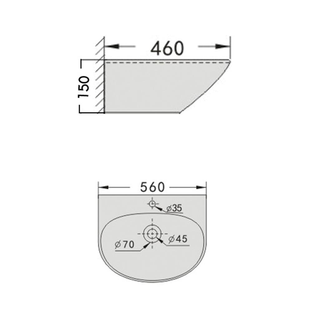 อ่างล้างหน้าแขวน NASCO NL-0881-WA สีขาว