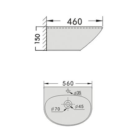 อ่างล้างหน้าแขวน NASCO NL-0881-WA สีขาว_1