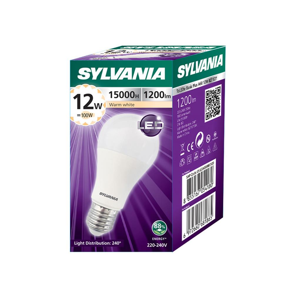 หลอด LED SYLVANIA BASIC PLUS 12 วัตต์ WARM WHITE E27