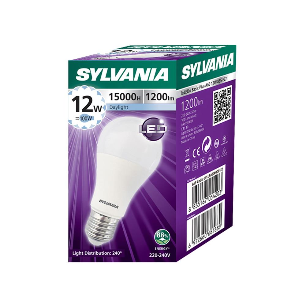 หลอด LED SYLVANIA BASIC PLUS 12 วัตต์ DAYLIGHT E27
