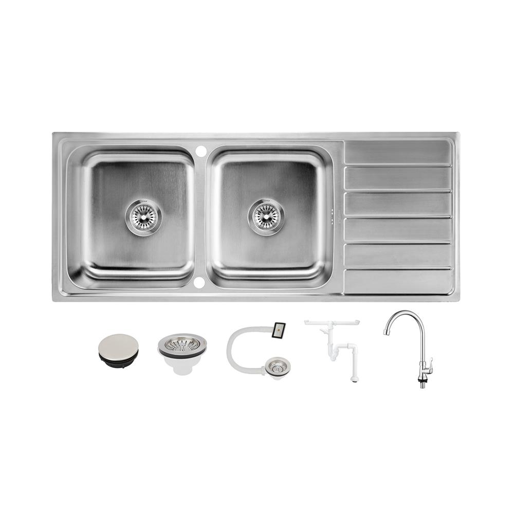 ซิงค์ฝัง 2 หลุม 1 ที่พัก HAFELE ECONO 495.39.424 สีเงิน