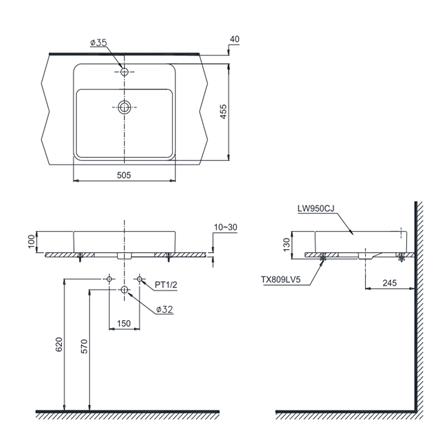 อ่างล้างหน้า TOTO LW950CJW/F  ขาว_1