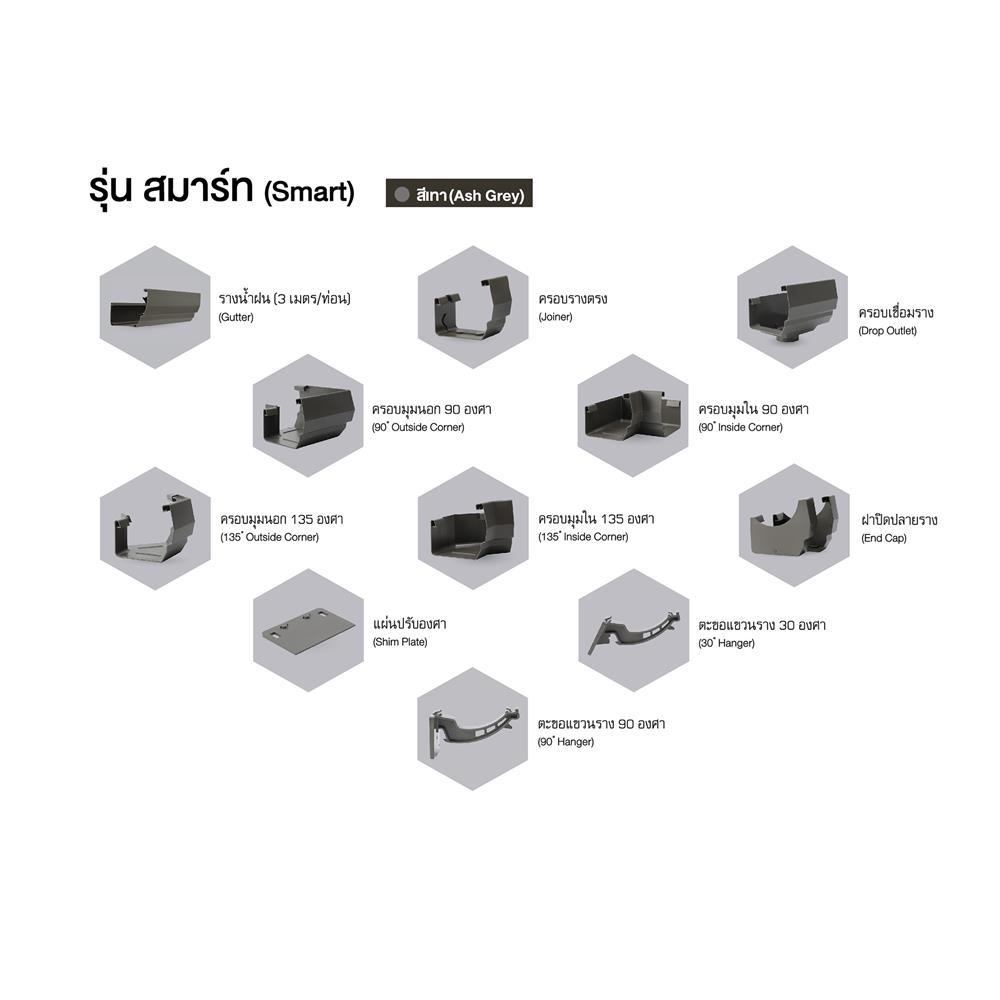 รางน้ำฝน ไวนิล SCG SMART 3 ม. สีเทา