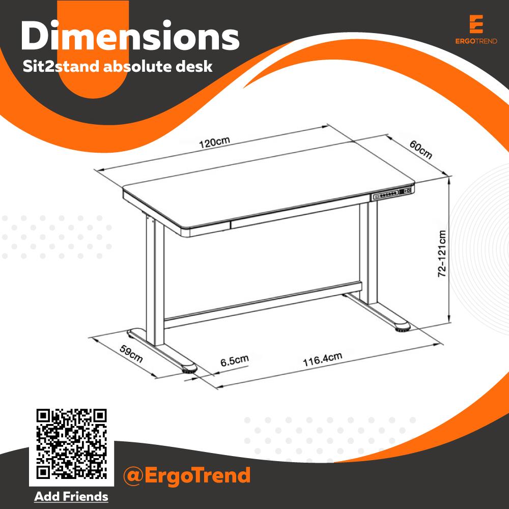 โต๊ะทำงานปรับระดับ ERGOTREND SIT 2 STAND ABSOLUTE DESK 120 ซม. สีมะฮอกกานี/ดำ