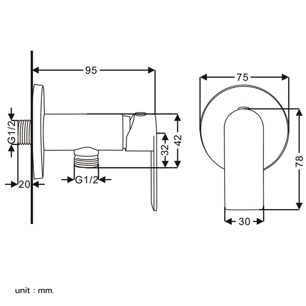 วาล์วฝักบัว 1 ทาง RASLAND 5577-VALVE