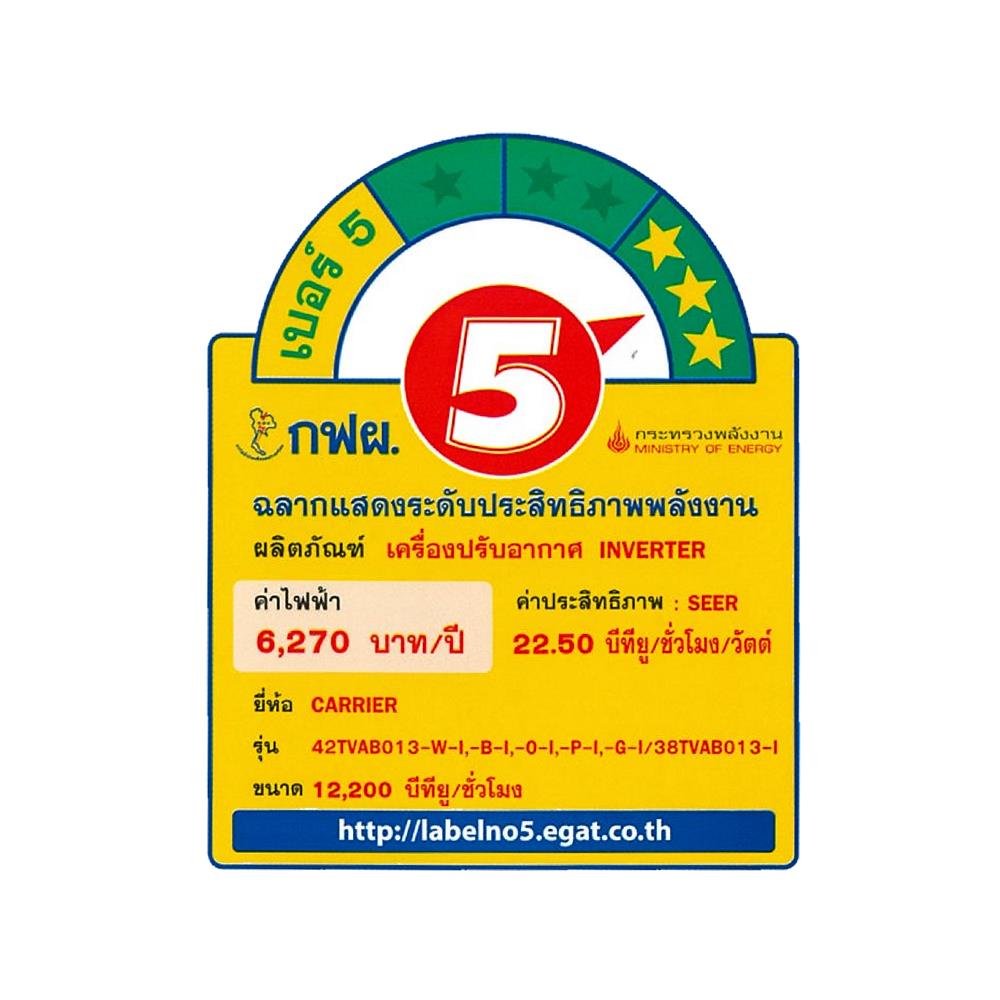 แอร์ผนัง CARRIER 42TVAB013BI/38TVAB013I 12200 บีทียู อินเวอร์เตอร์