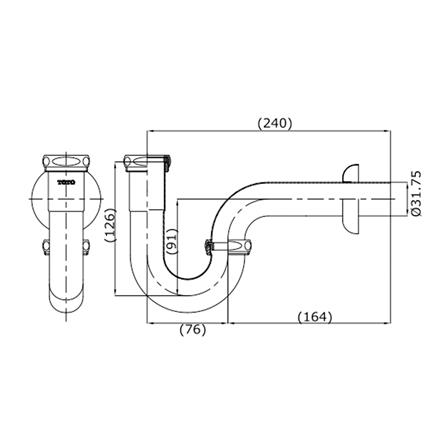 ท่อน้ำทิ้งอ่างล้างหน้าพีแทรป TOTO TS303A (HM) 24 ซม._1