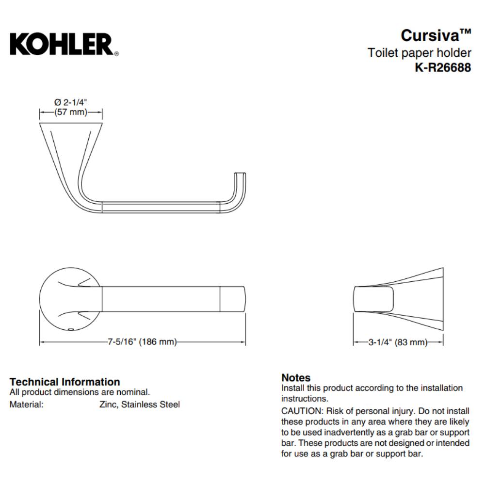 ที่ใส่กระดาษชำระ KOHLER K-R26688-BL สีดำ