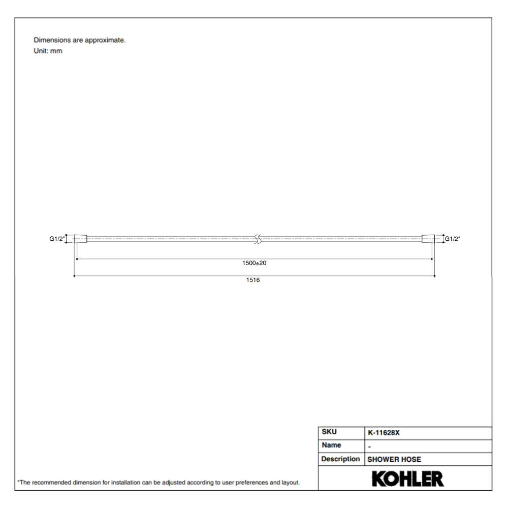 สายฝักบัว KOHLER K-11628X-BL 150 ซม. สีดำ