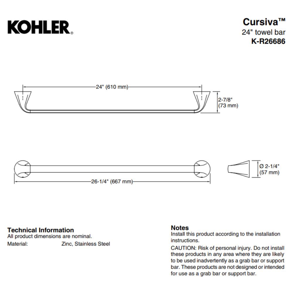 ราวแขวนผ้า KOHLER K-R26686-BL สีดำ