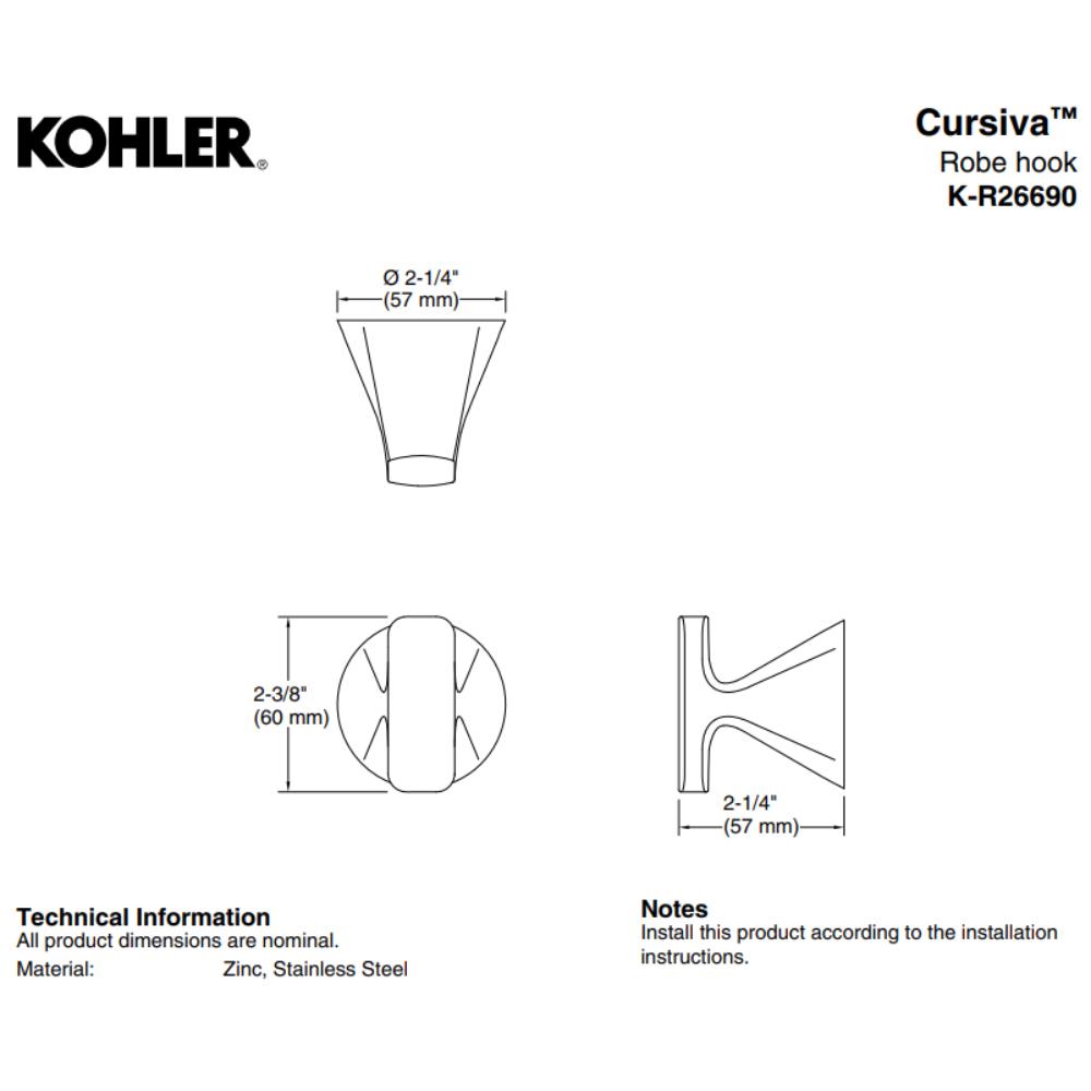 ขอแขวนผ้า KOHLER K-R26690-BL สีดำ