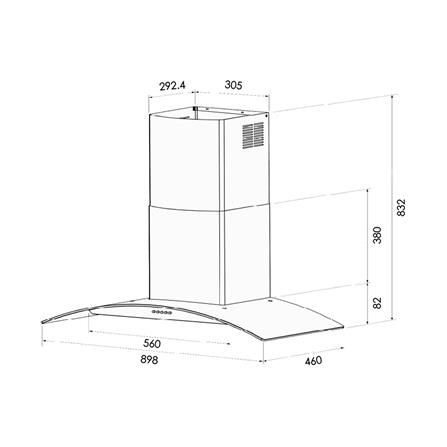 เครื่องดูดควันกระโจม MEX KV737B90 90 ซม._4