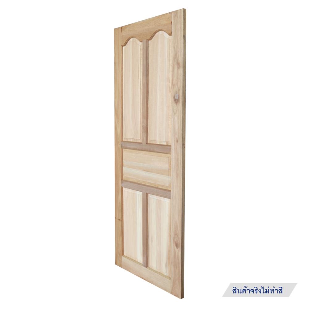 ประตูไม้แดง N999 5 ฟัก โค้งมน 80X200 ซม. สีธรรมชาติ ไม่เจาะลูกบิด
