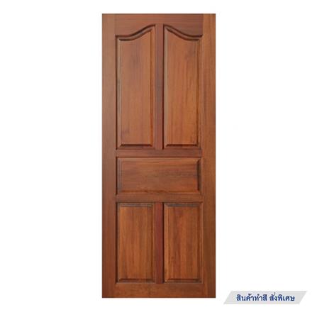 ประตูไม้แดง N999 5 ฟัก 70X200 ซม. สีธรรมชาติ ไม่เจาะลูกบิด_1
