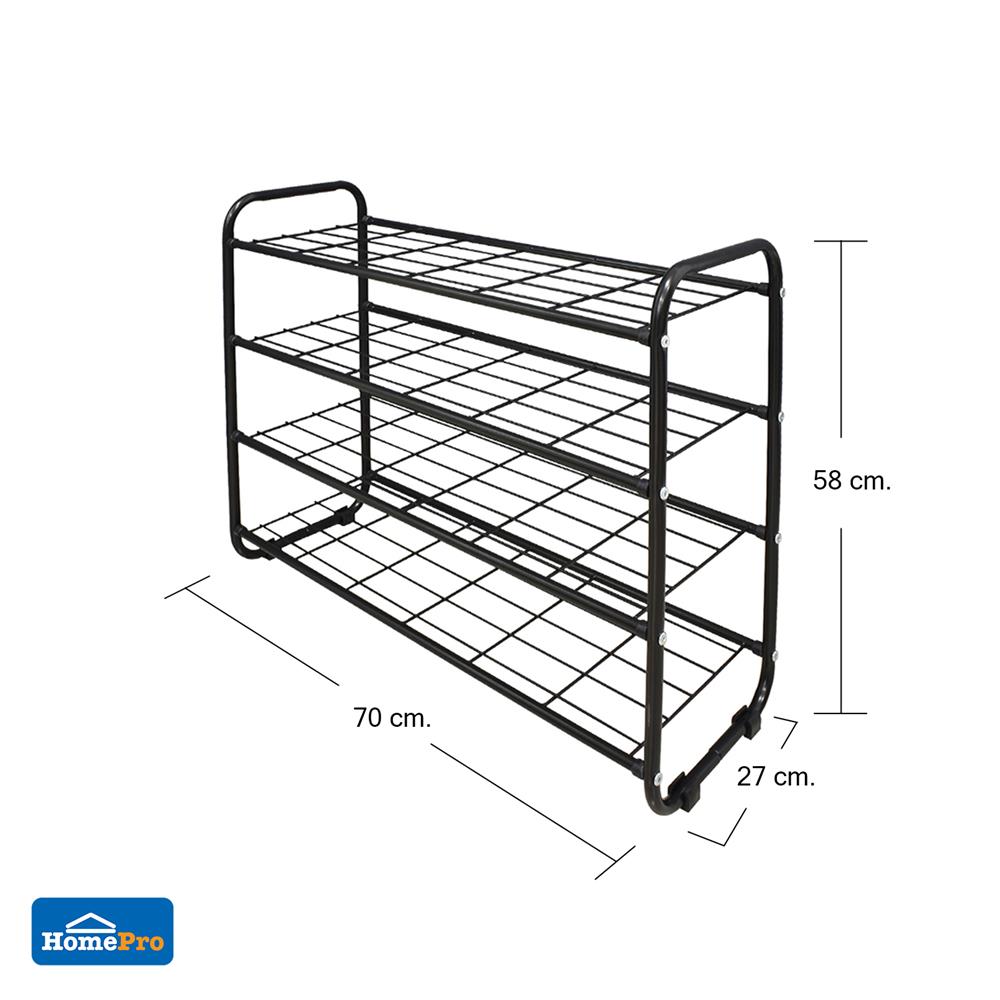 ชั้นวางรองเท้า 4 ชั้น STACKO KEEP 70x27x58 ซม. สีดำ