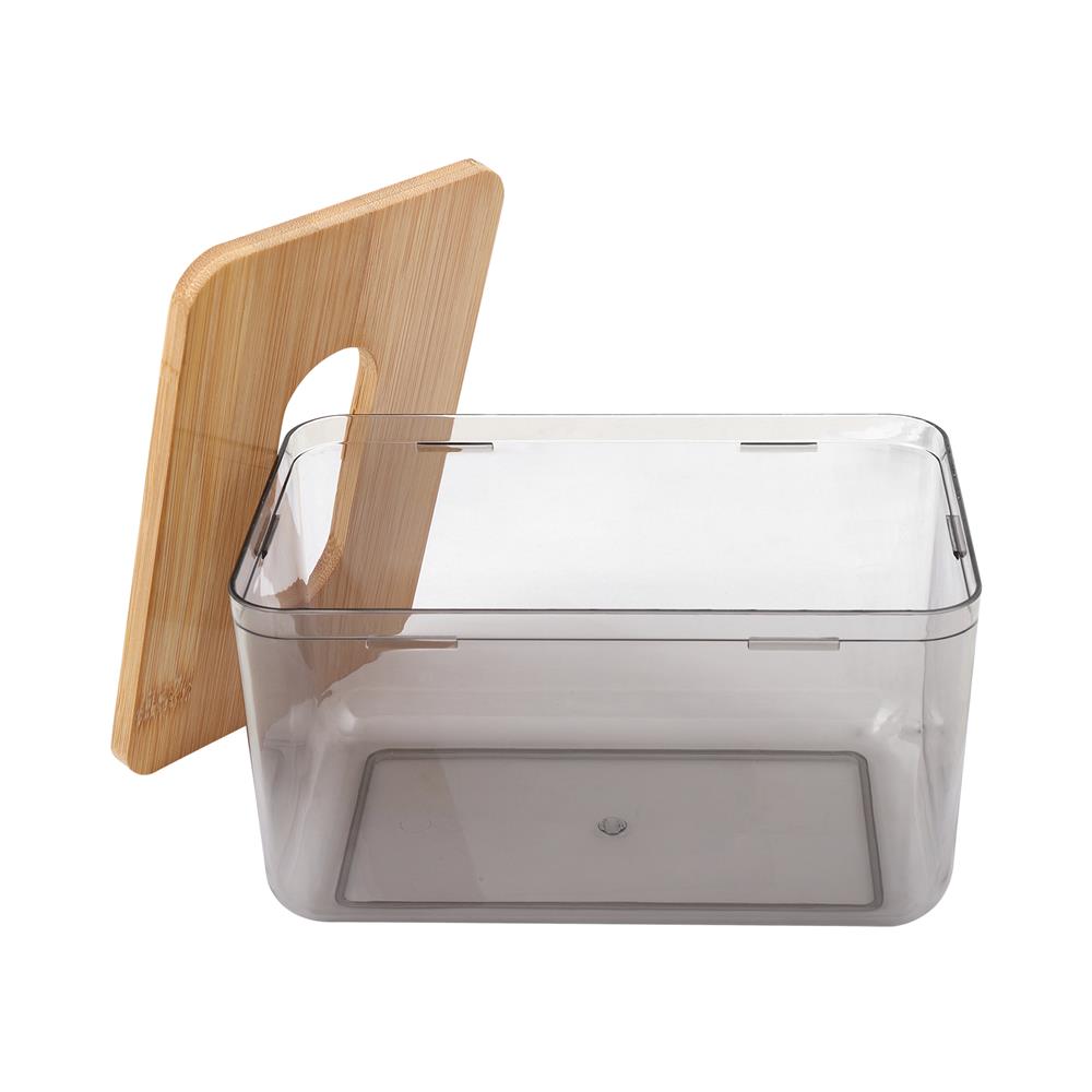 กล่องทิชชู่แผ่น ฝาไม้ไผ่ KECH ไซซ์ M สีน้ำตาล