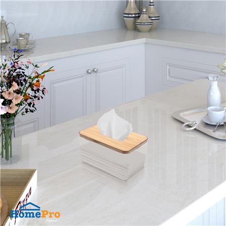 กล่องทิชชู่แผ่น ฝาไม้ไผ่ KECH ไซซ์ M สีน้ำตาล_3