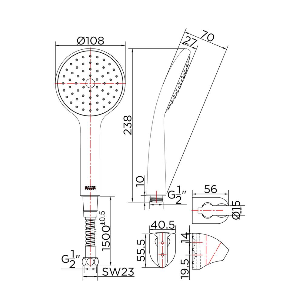 ฝักบัวสายอ่อน 1 ระดับ KARAT FAUCET รุ่น KS-75-231-50 สีโครม