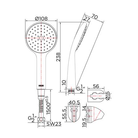 ฝักบัวสายอ่อน 1 ระดับ KARAT FAUCET รุ่น KS-75-231-50 สีโครม_1
