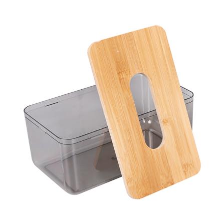 กล่องทิชชู่แผ่น ฝาไม้ไผ่ KECH ไซซ์ L สีน้ำตาล_2