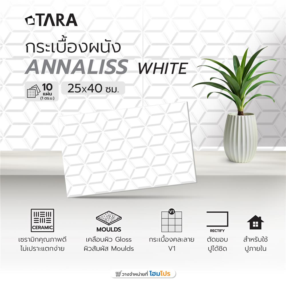 กระเบื้องผนัง 25x40 ซม. TARA แอนนาลิส ไวท์