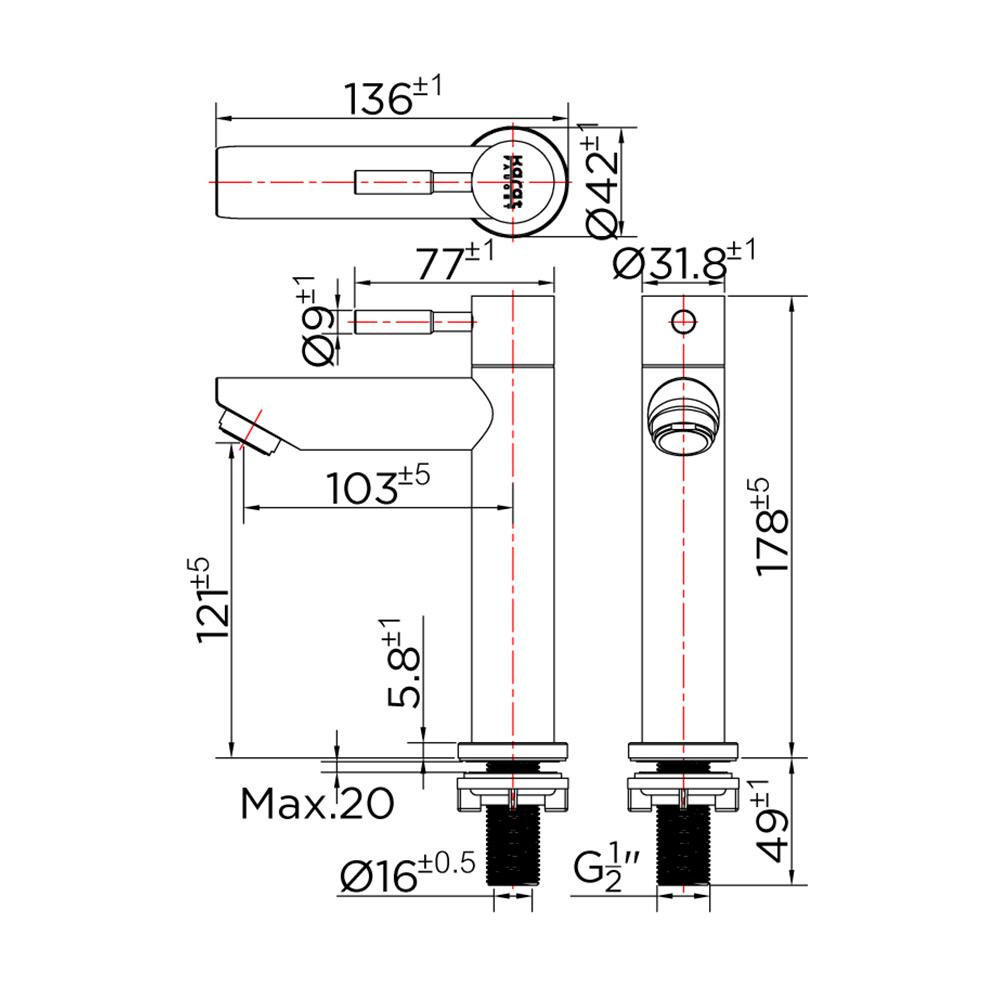 ก๊อกอ่างล้างหน้า KARAT FAUCET  KF-79-100A-63 สเตนเลส