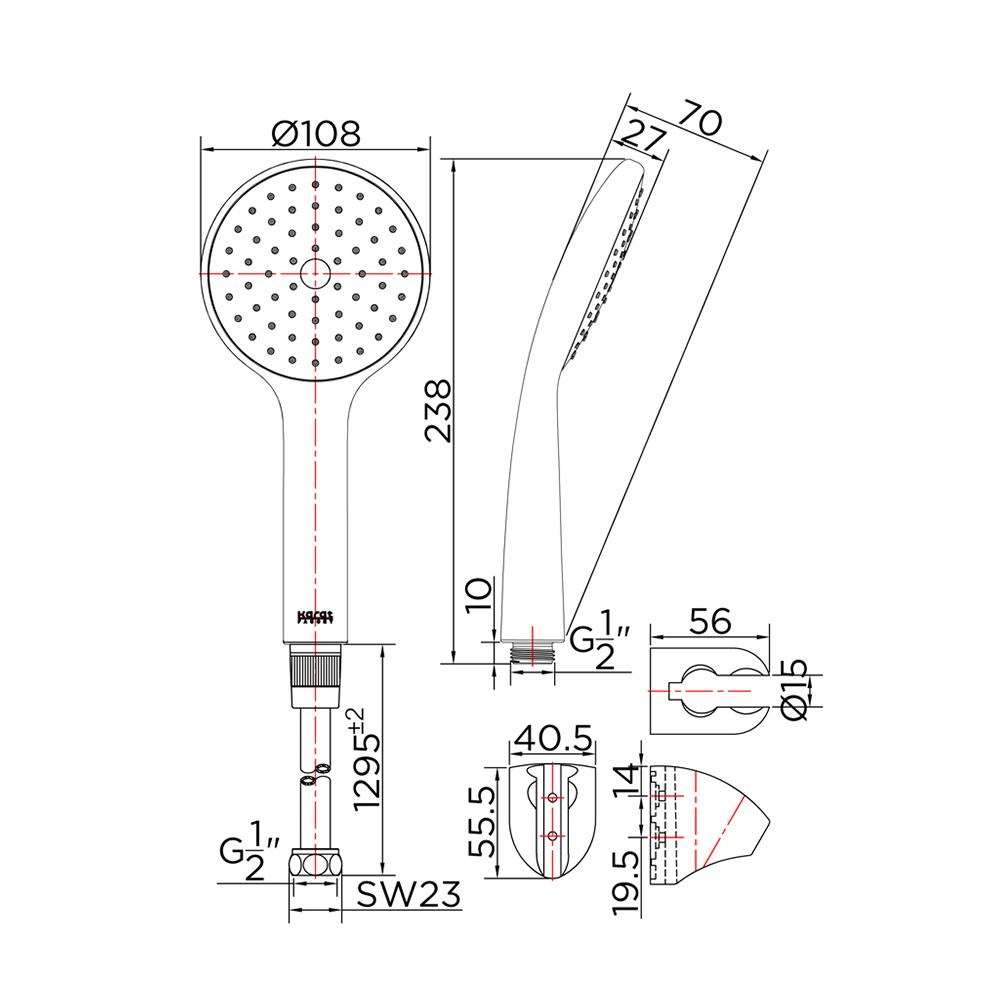 ชุดฝักบัวสายอ่อน 1 ระดับ KARAT FAUCET รุ่น KS-75-231-11 สีขาว