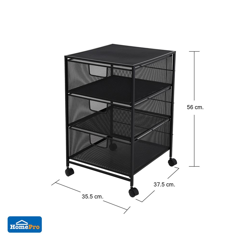 ชั้นลิ้นชักเหล็ก 3 ชั้น STACKO BILA 35.5x37.5x56 ซม. สีดำ