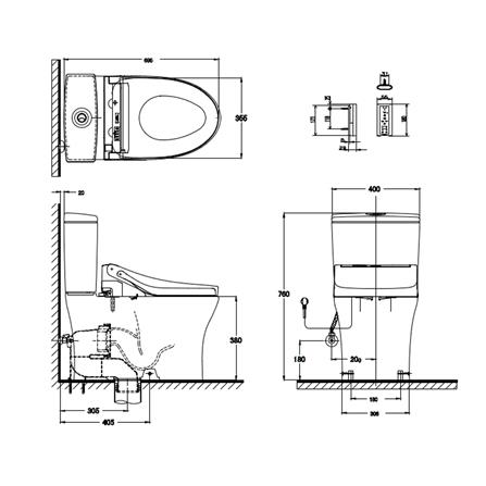 สุขภัณฑ์ 2 ชิ้น พร้อมฝาอัตโนมัติ TOTO CST920UW3R 3/4.5 ลิตร สีขาว_1