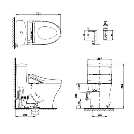 สุขภัณฑ์ 1 ชิ้น พร้อมฝาอัตโนมัติ TOTO CW889UW3R 3/4.5L สีขาว_1