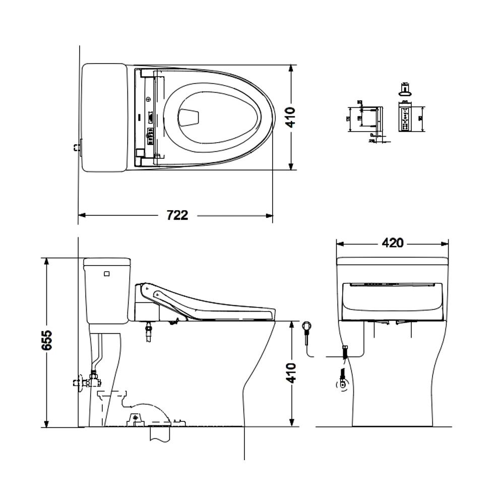 สุขภัณฑ์ 1 ชิ้น พร้อมฝาอัตโนมัติ TOTO CW188UW3R 3.8L สีขาว