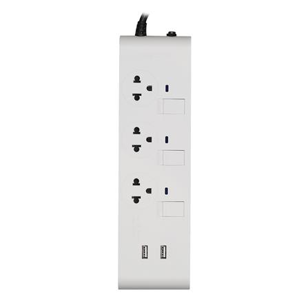 รางปลั๊กไฟ 3ช่อง 3สวิตซ์ 2USB HACO-EJ-3S3EBUSB/3 10 แอมป์ 3 เมตร