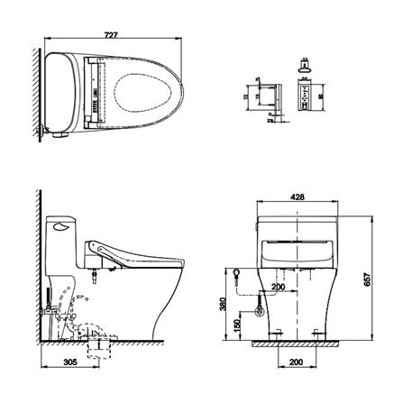 สุขภัณฑ์ 1 ชิ้น พร้อมฝาอัตโนมัติ TOTO CW887UW3R 4.8L สีขาว_1