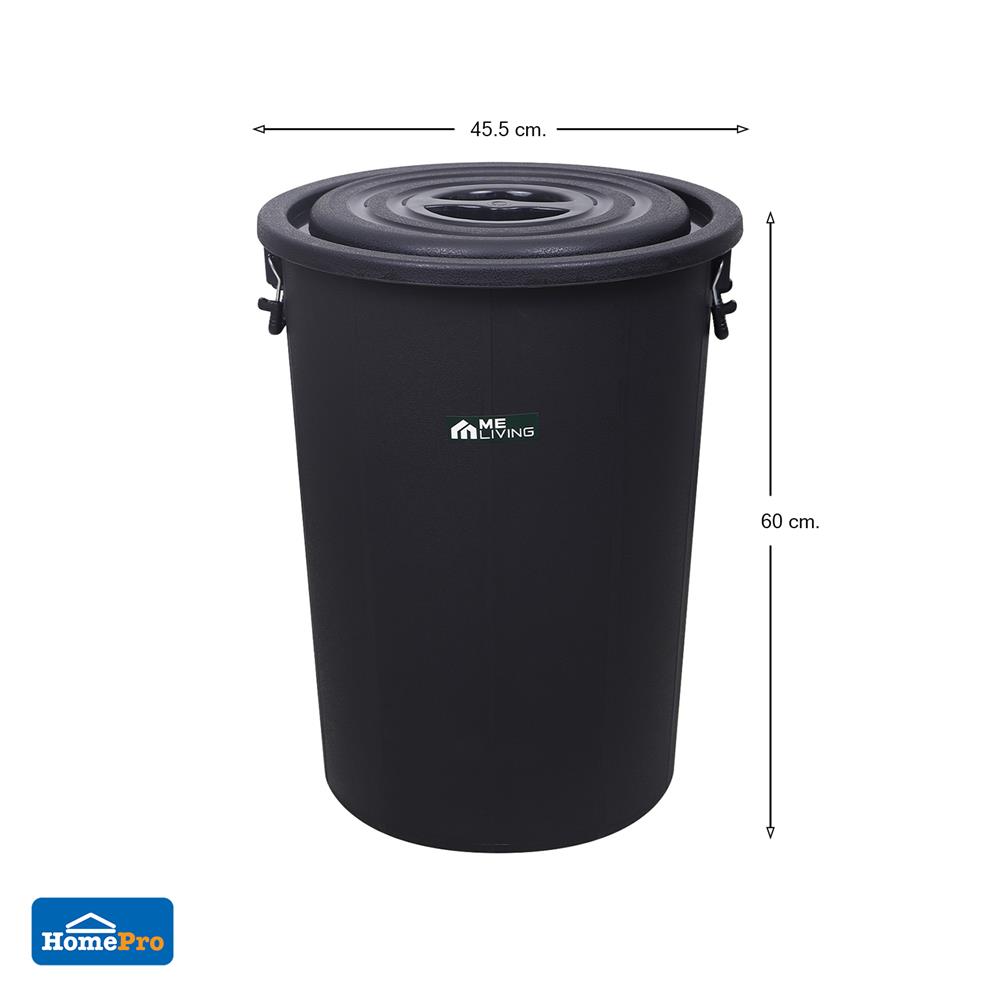ถังน้ำกลมพร้อมฝา ME LIVING 71 ลิตร สีดำ