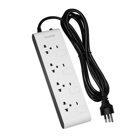 รางปลั๊กไฟ 4 ช่อง 4 สวิตซ์ HACO EJ-4S4EB/3 10A 3 ม._1