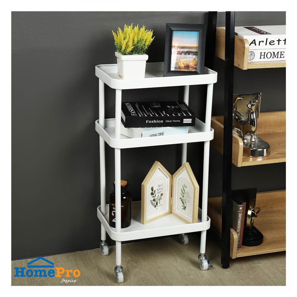 ชั้นวางของ 3 ชั้น มีล้อ STACKO DAISY 38x26x73 ซม. สีขาว