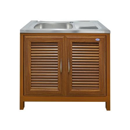 ตู้ซิงค์สเตนเลส WING WT-777 89x80 ซม. สีไม้สัก