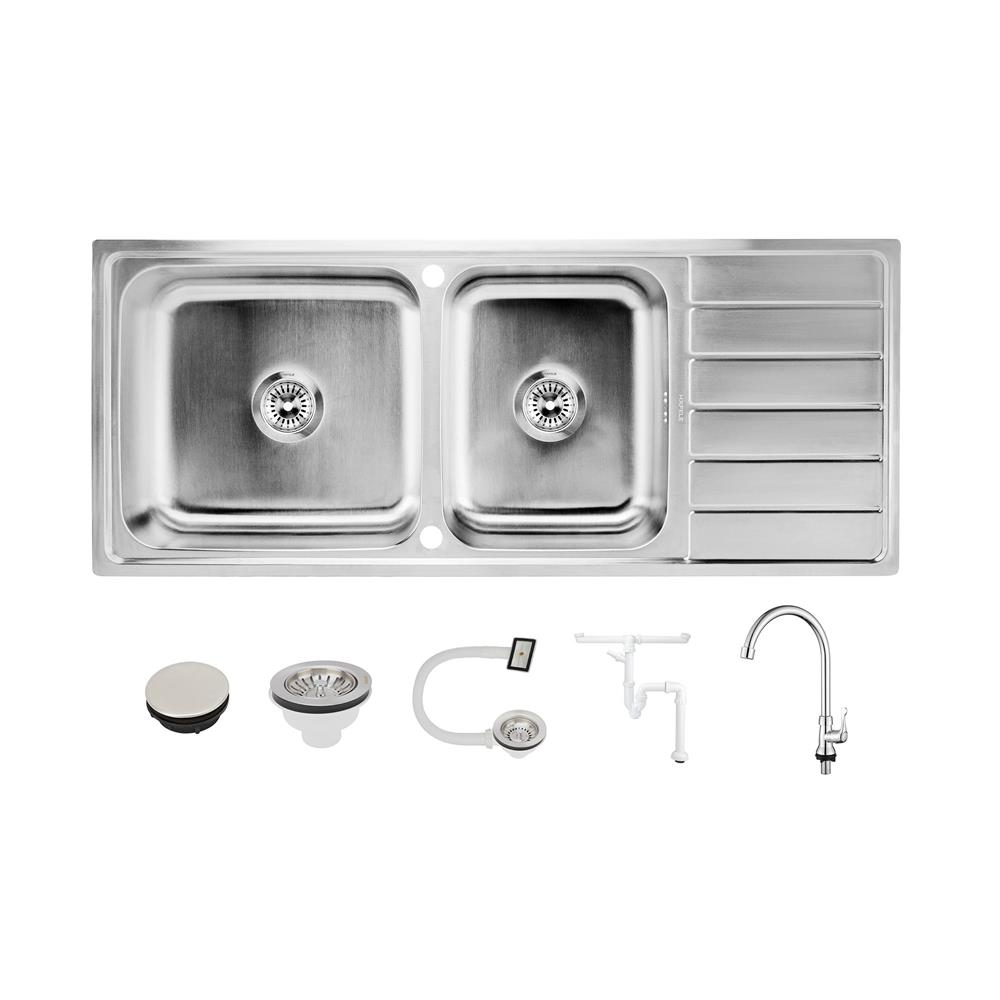 ซิงค์ฝัง 2 หลุม 1 ที่พัก HAFELE ECONO 495.39.423 สีเงิน