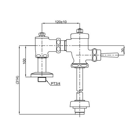 ฟลัชวาล์วโถชายท่อตรง TOTO TS401DUFK_1