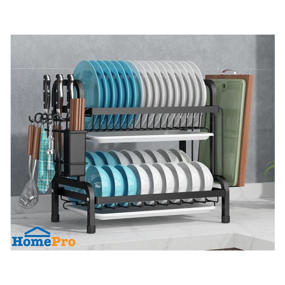 ชั้นคว่ำจาน 2 ชั้น พร้อมถาดรองน้ำ KECH MODISH สีดำ