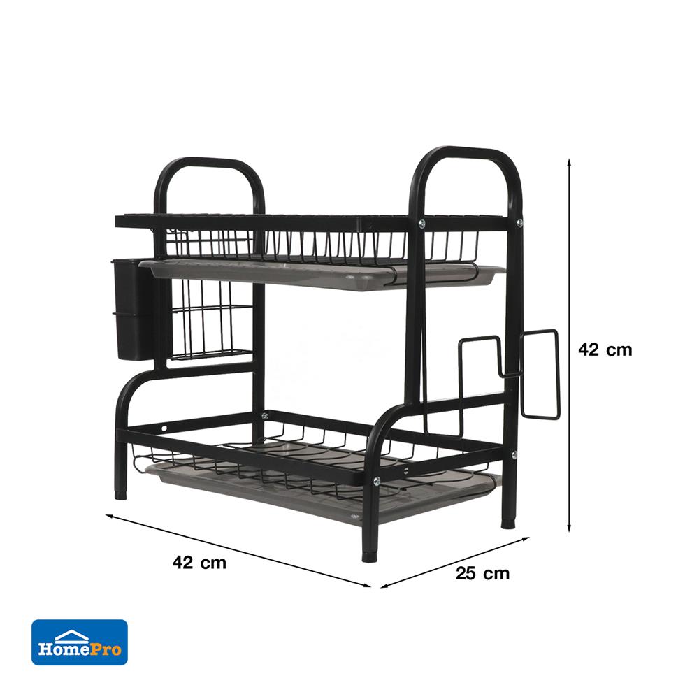 ชั้นคว่ำจาน 2 ชั้น พร้อมถาดรองน้ำ KECH MODISH สีดำ
