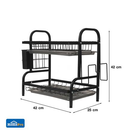 ชั้นคว่ำจาน 2 ชั้น พร้อมถาดรองน้ำ KECH MODISH สีดำ_6