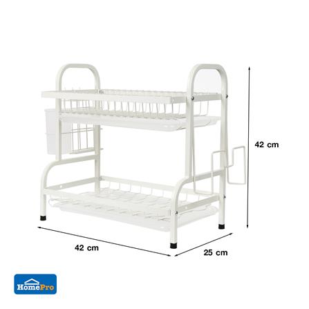 ชั้นคว่ำจาน 2 ชั้น พร้อมถาดรองน้ำ KECH MODISH สีขาว_8