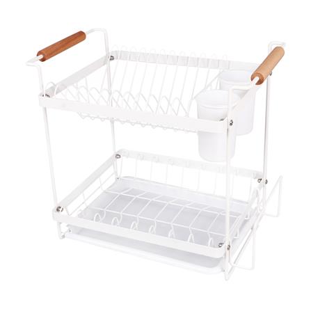 ชั้นคว่ำจาน 2 ชั้น พร้อมถาดรองน้ำและด้ามจับไม้ KEC...