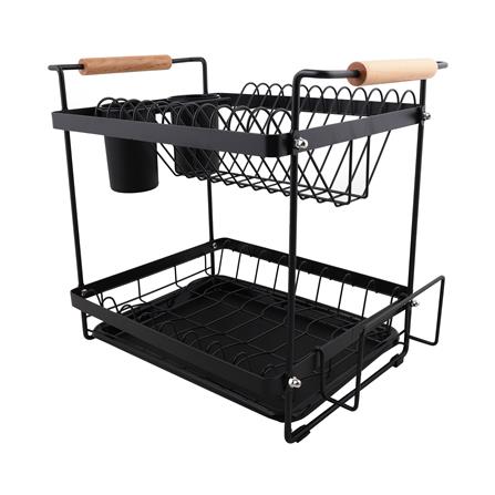 ชั้นคว่ำจาน 2 ชั้น พร้อมถาดรองน้ำและด้ามจับไม้ KEC...