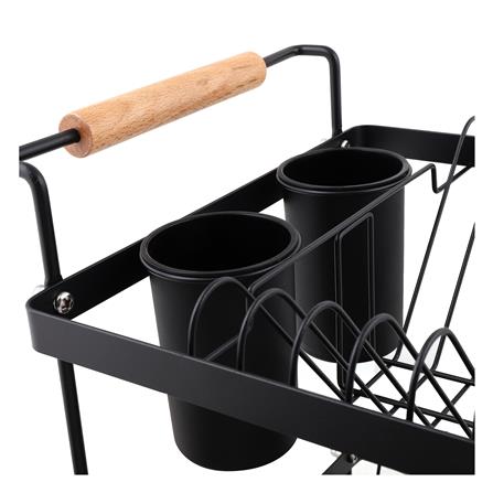 ชั้นคว่ำจาน 2 ชั้น พร้อมถาดรองน้ำและด้ามจับไม้ KECH MODISH สีดำ_4