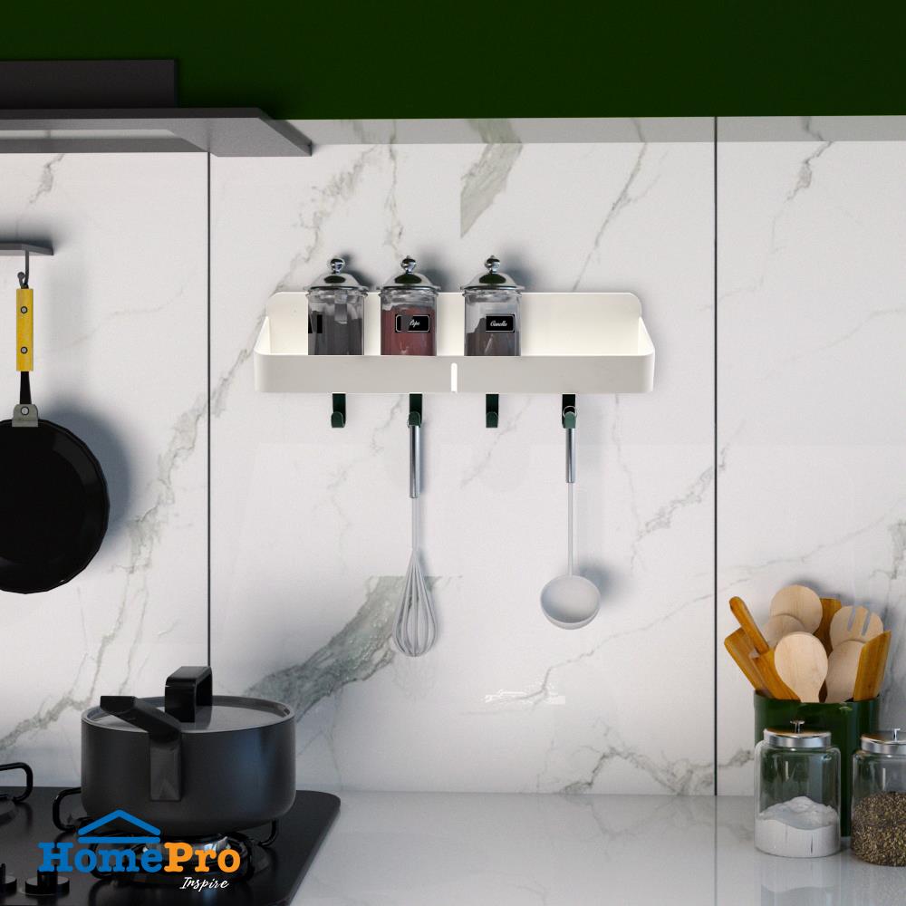 ชั้นติดผนังพร้อมตะขอ 4 ตะขอ KECH CHIC