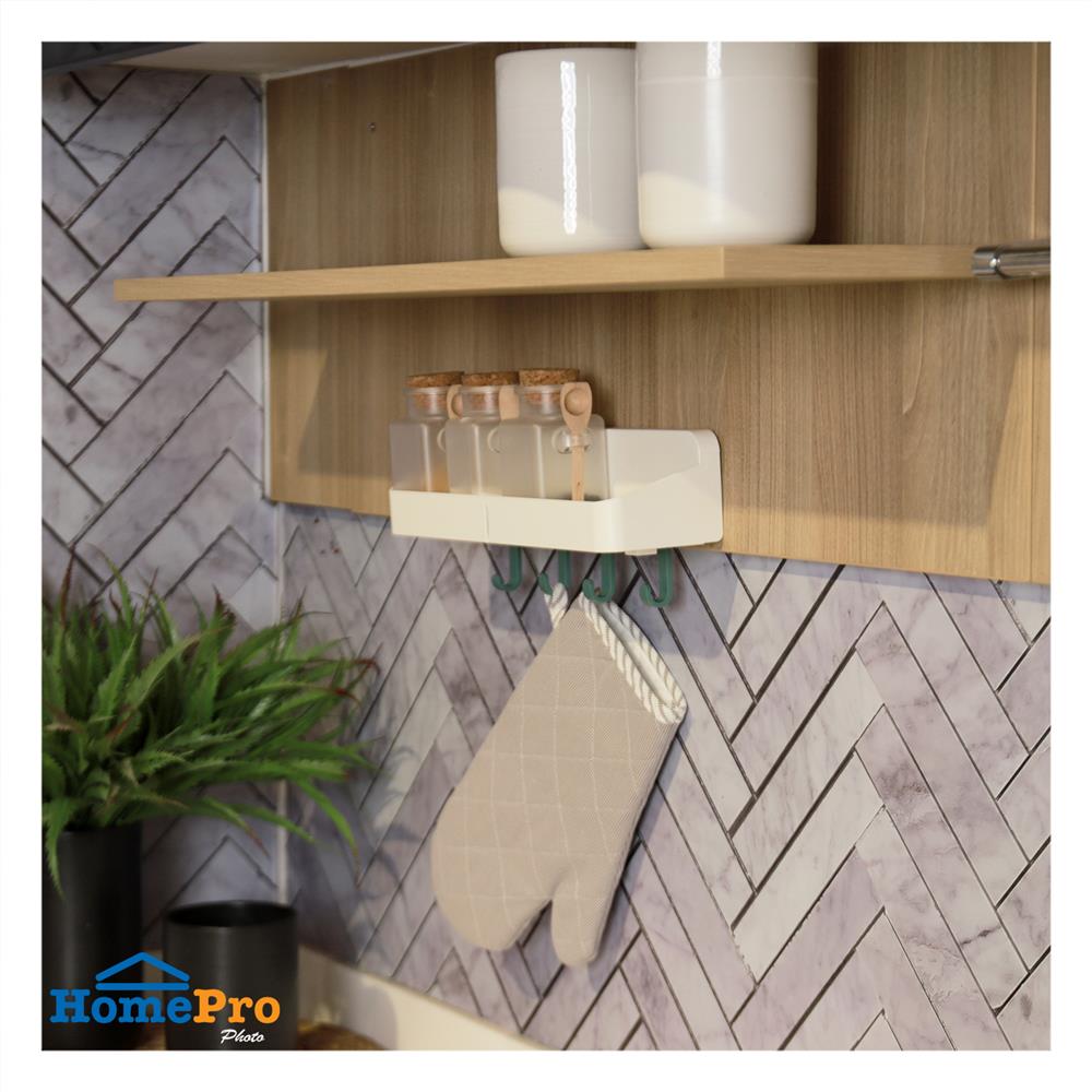 ชั้นติดผนังพร้อมตะขอ 4 ตะขอ KECH CHIC