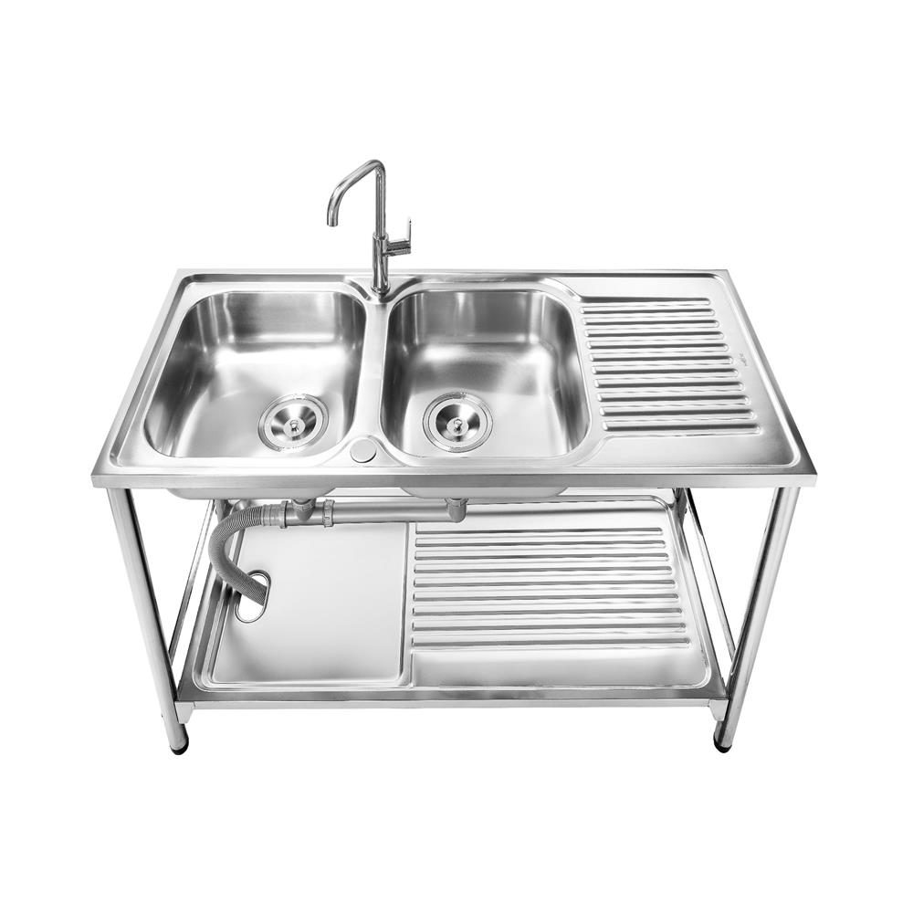 ซิงค์ขาตั้ง 2 หลุม 1 ที่พัก MEX PSB1200ML สีเงิน