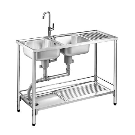 ซิงค์ขาตั้ง 2 หลุม 1 ที่พัก MEX PSB1200ML สีเงิน_0